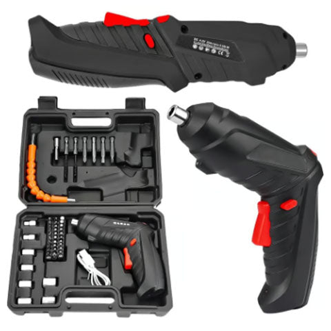 Destornillador eléctrico inalámbrico 3.0 + 34 puntas y luz led.